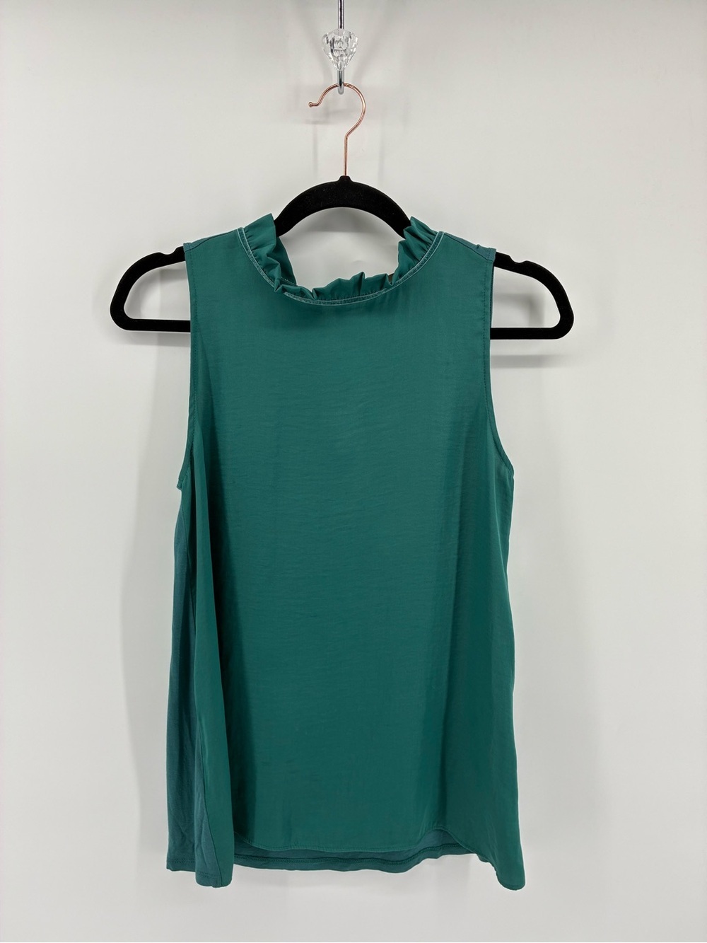 Loft Teal Ruffle-Neck Sleeveless Top Tank Top